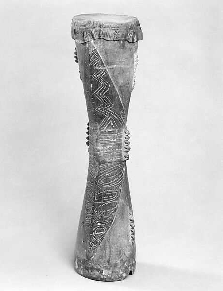 Drum, Wood, reptile, skin, paint, New Guinean