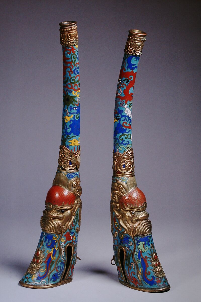 Rkang-Gling, Brass, cloisonné, Chinese 