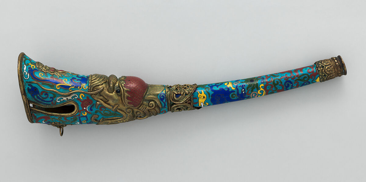 Rkang-Gling, Brass, cloisonné, Chinese