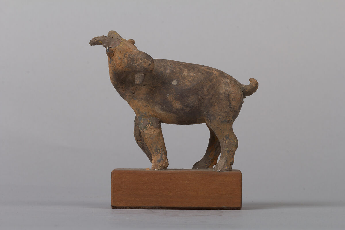 Goat (one of a pair), Earthenware, China 