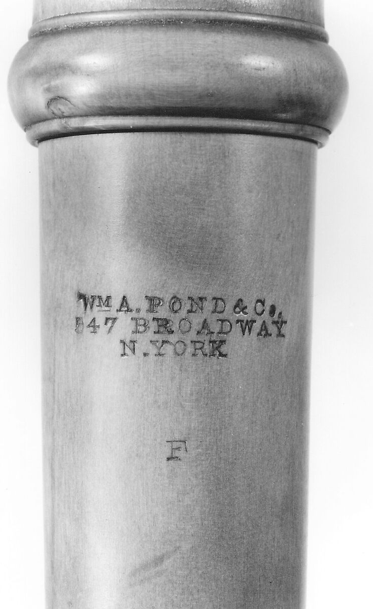 Transverse Flute in F, William A. Pond &amp; Company (American, New York), boxwood, brass, American
