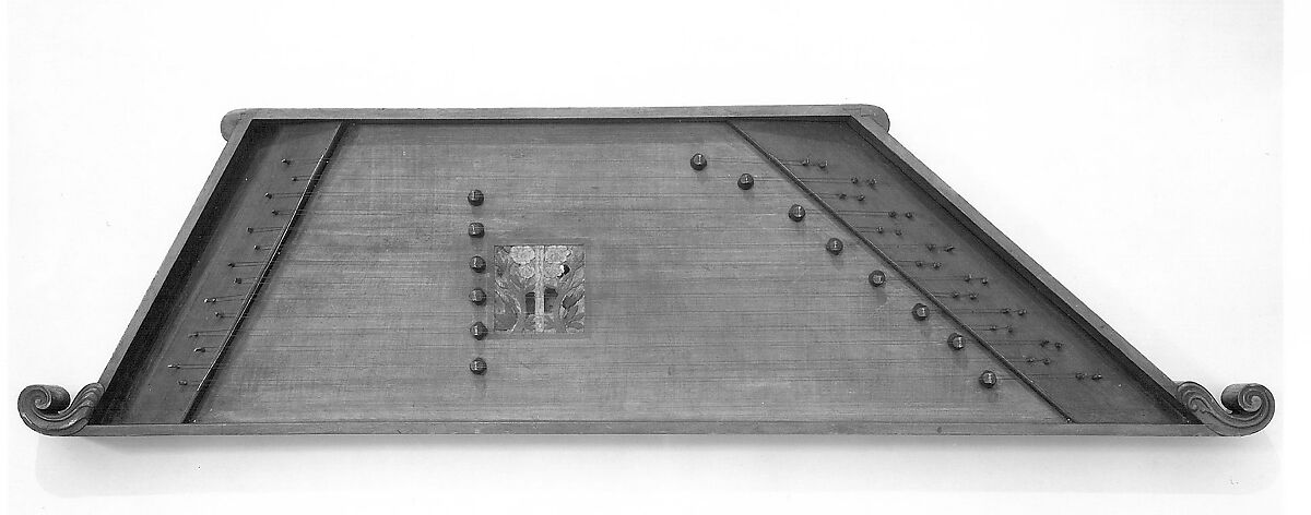 Hammered Dulcimer, Wood, paper, yarn, paint, horn, American