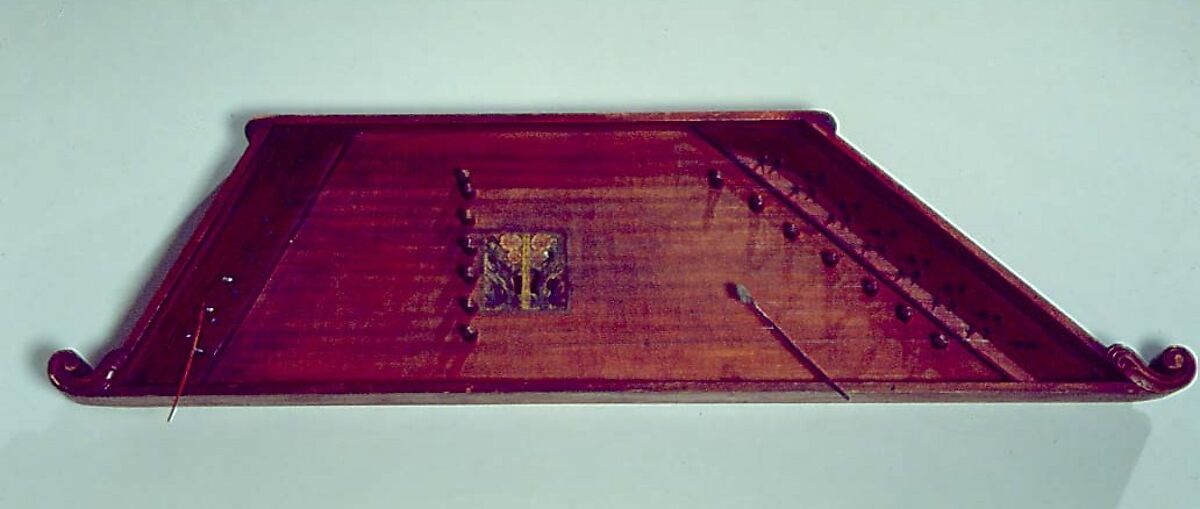 Hammered Dulcimer, Wood, paper, yarn, paint, horn, American