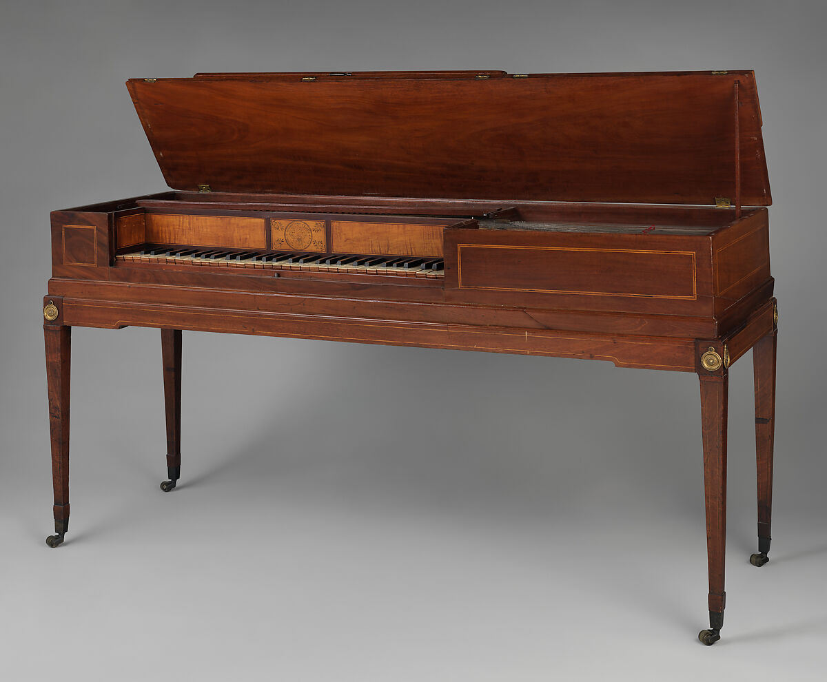 Square Piano, Dodds & Claus, Mahogany, iron, stained hardwood, ivory, bone, various materials, American