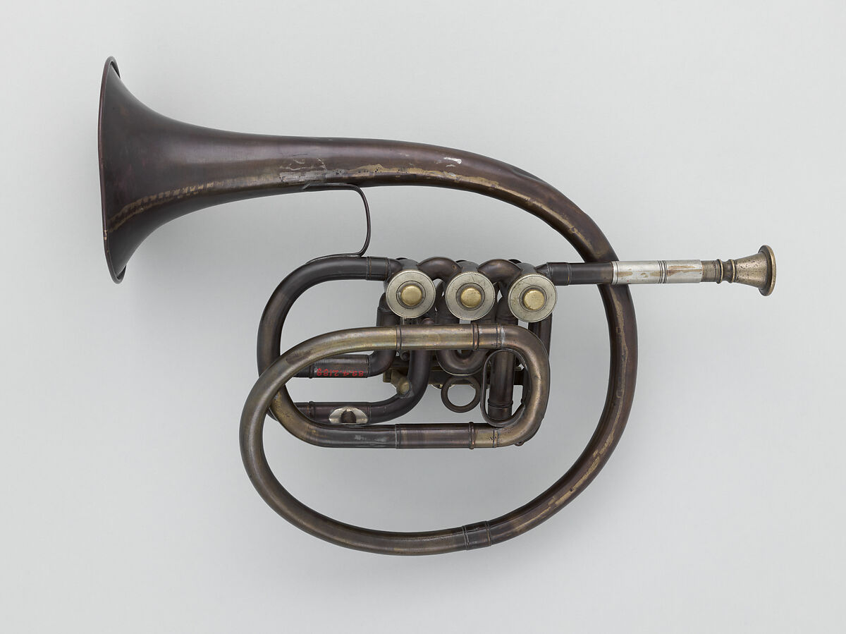 Soprano Helicon in B-flat, Brass, nickel-silver, possibly Italian