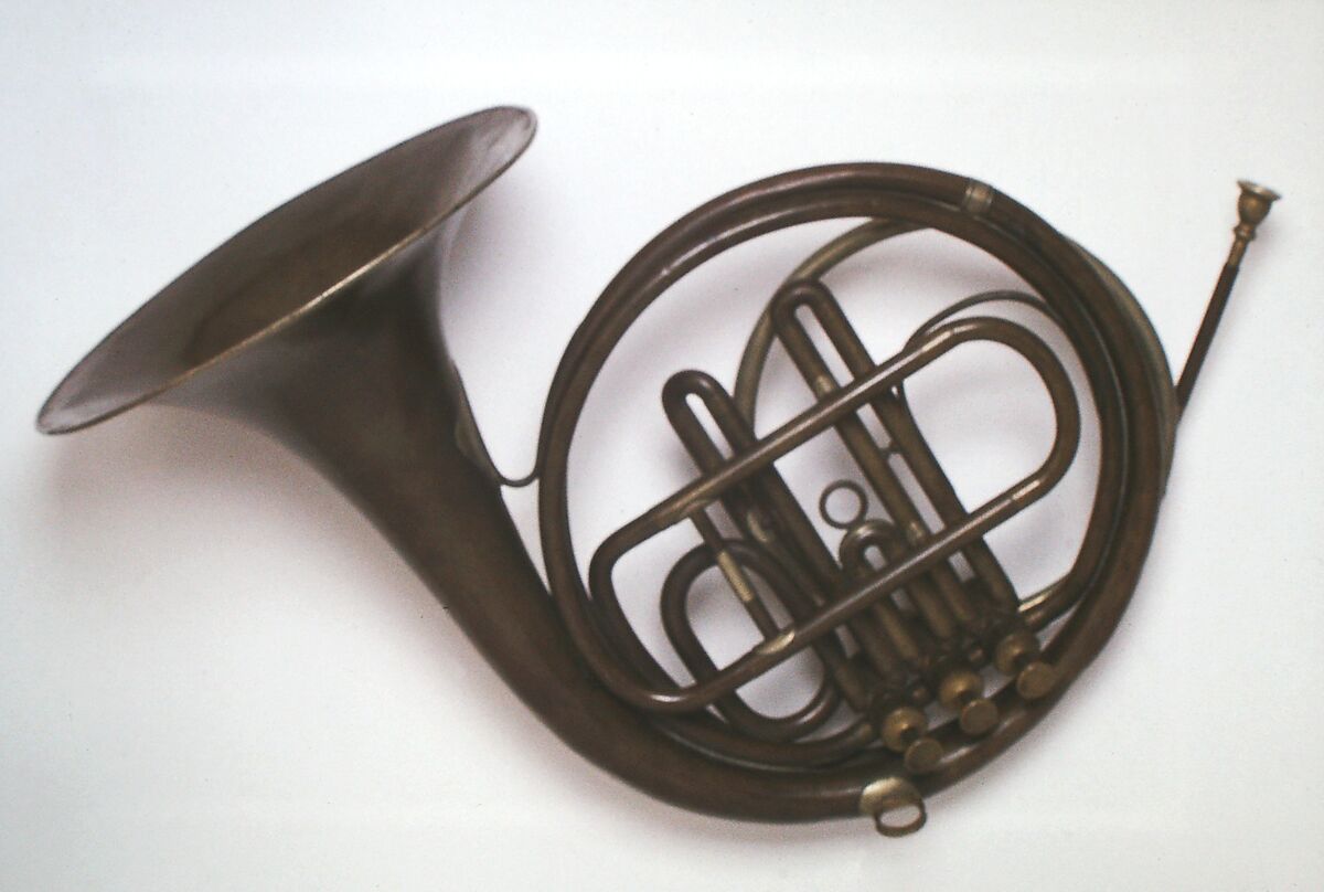 French Horn in F, J. L. Allen?, Brass, nickel-silver, American or German
