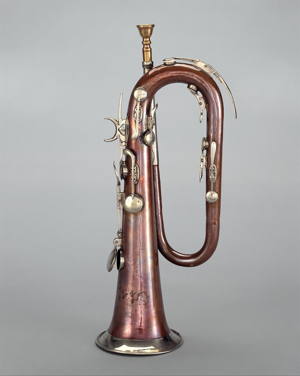 Keyed Bugle in E (originally E-flat?), Graves &amp; Company, Copper, nickel-silver, American