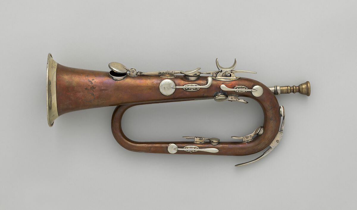 Keyed Bugle in E (originally E-flat?), Graves &amp; Company, Copper, nickel-silver, American 