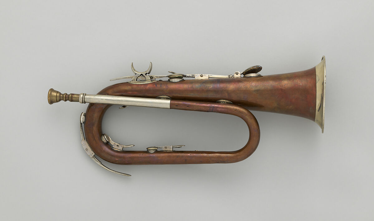 Keyed Bugle in E (originally E-flat?), Graves &amp; Company, Copper, nickel-silver, American