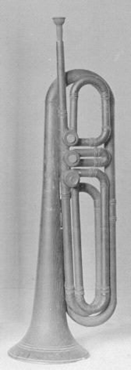 Tenor Saxhorn in B-flat, Wood, leather, brass, possibly German 