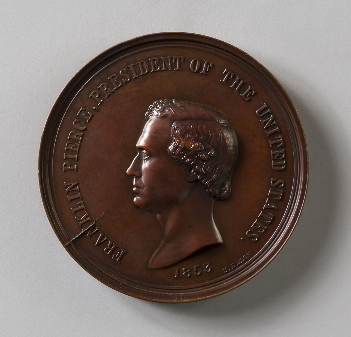 Medal of Franklin Pierce, Salathiel Ellis (1803–1879), Bronze, American 