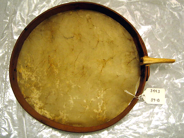 Frame Drum, wood, skin, nails, twine, Native American (Salishan)