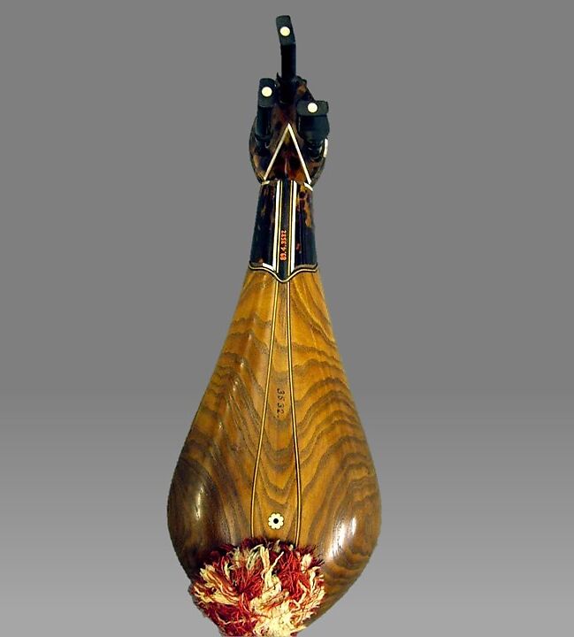 Kemençe, probably Baron Baronak (Armenian, 1834?–1900), wood, pearl, tortoise shell, Turkish