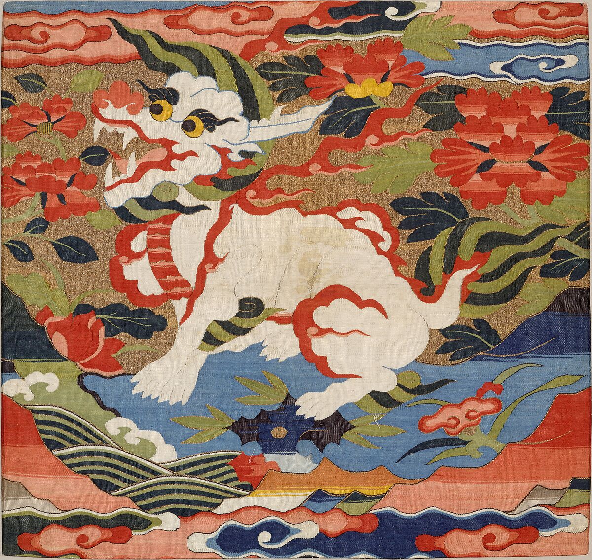 Rank Badge with Mythological Animal, Silk tapestry (kesi), China