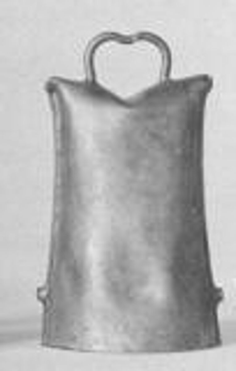 Cow Bell, Brass plated iron, leather, German 