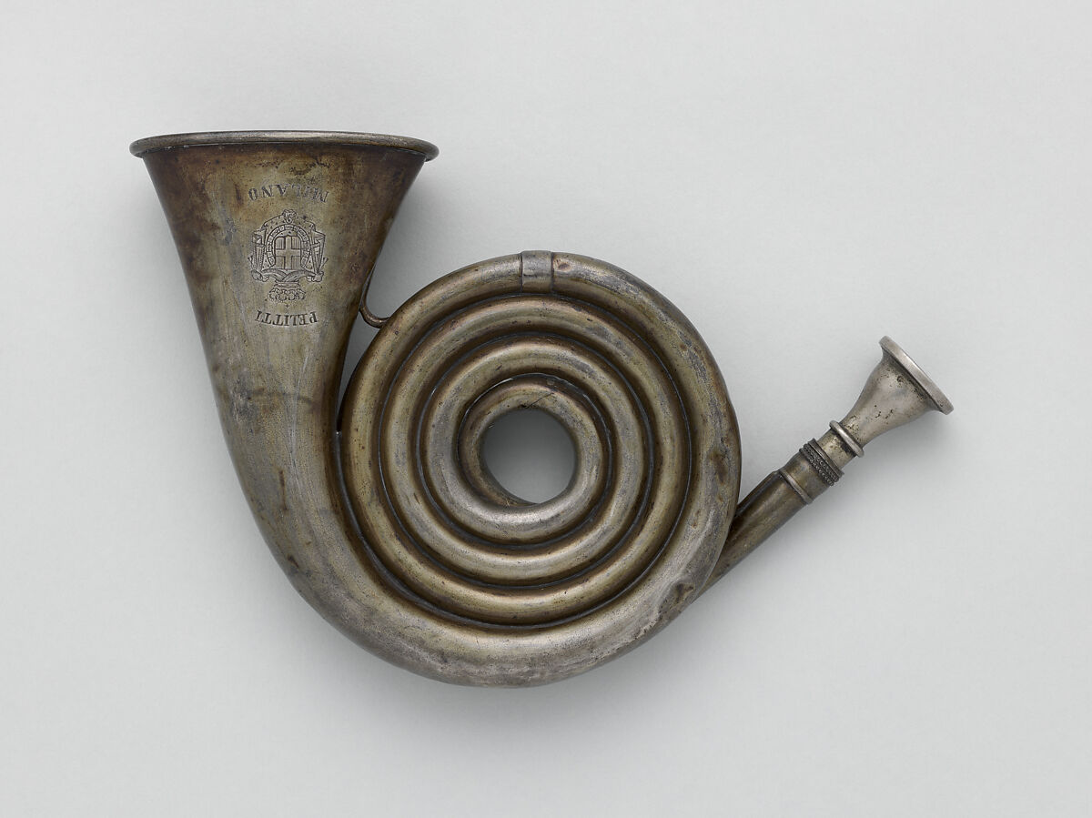 Pocket Post Horn in G, Giuseppe Pelitti (Italian, Varese 1811–1865 Milan), Nickel-silver, Italian