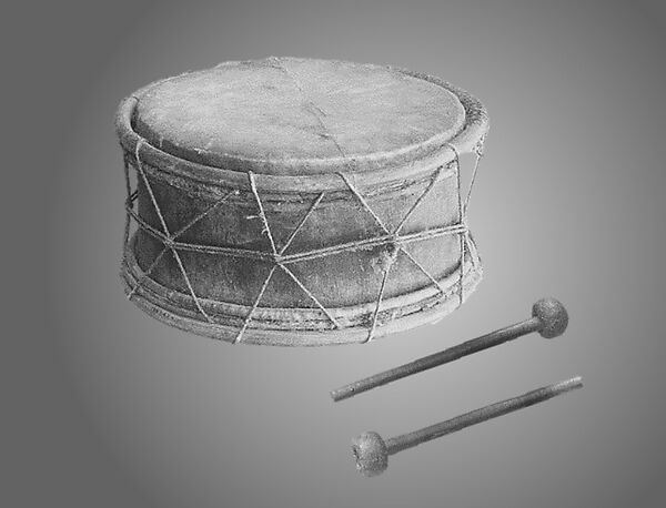 Drum, Wood, skin, fiber cord, Native American (Wapisiana) Guyana 