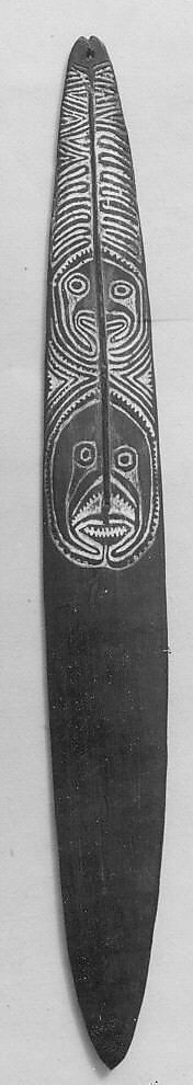 Bullroarer (Imunu Viki?), wood, lime, Papua New Guinean