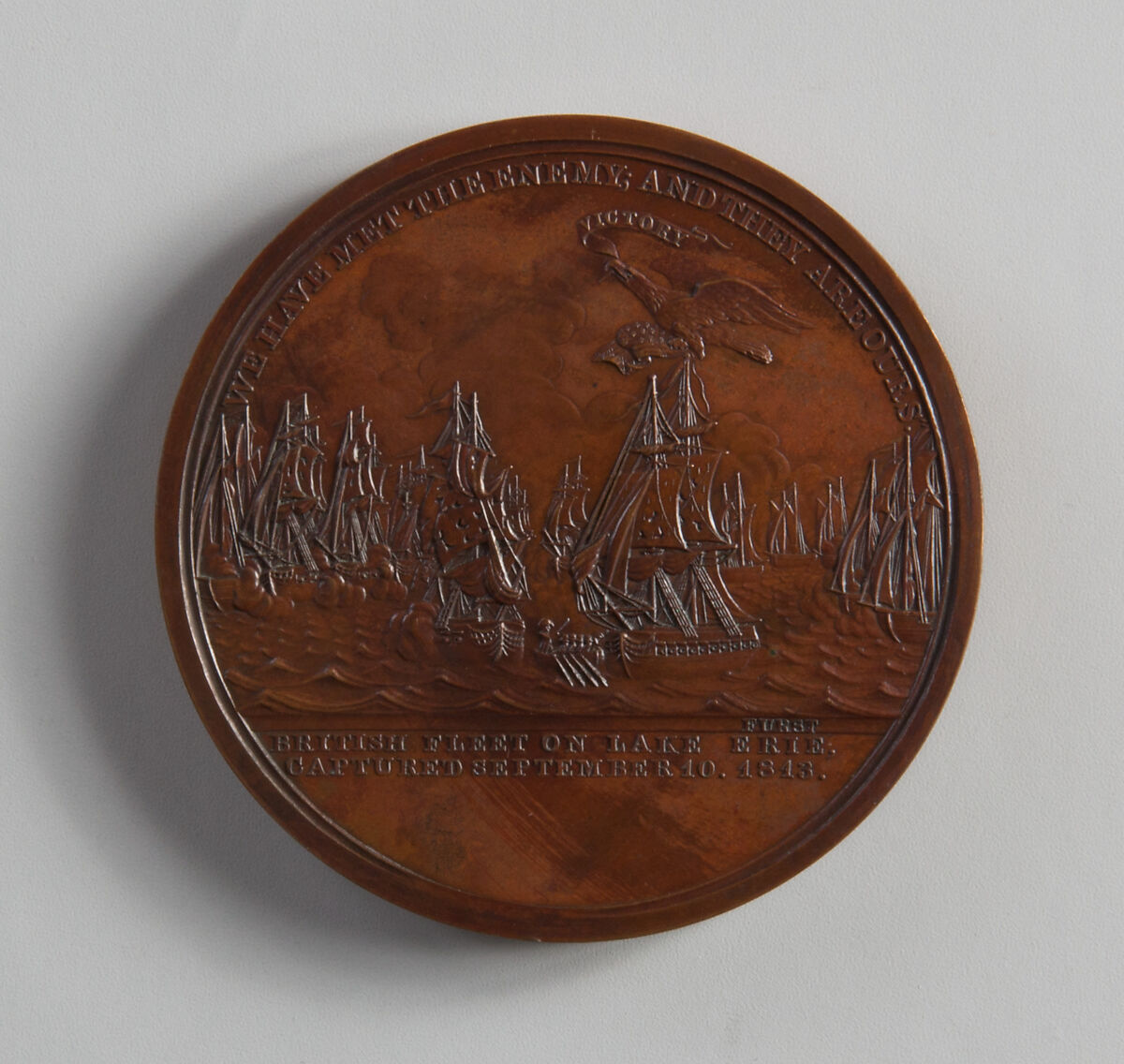 Medal of Captain O. H. Perry, Moritz Fürst (born 1782, active United States, 1807–ca. 1840), Bronze, American