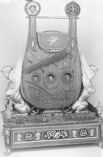 Lyre Zither, Wood, gilding, Italian