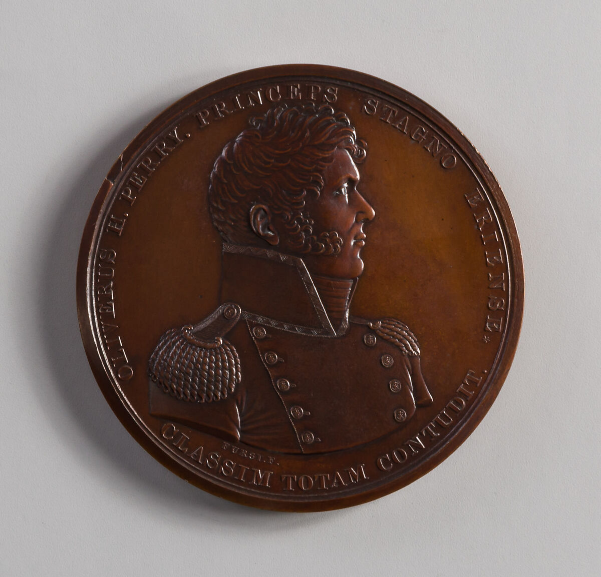 Medal of Captain O. H. Perry, Moritz Fürst (born 1782, active United States, 1807–ca. 1840), Bronze, American 