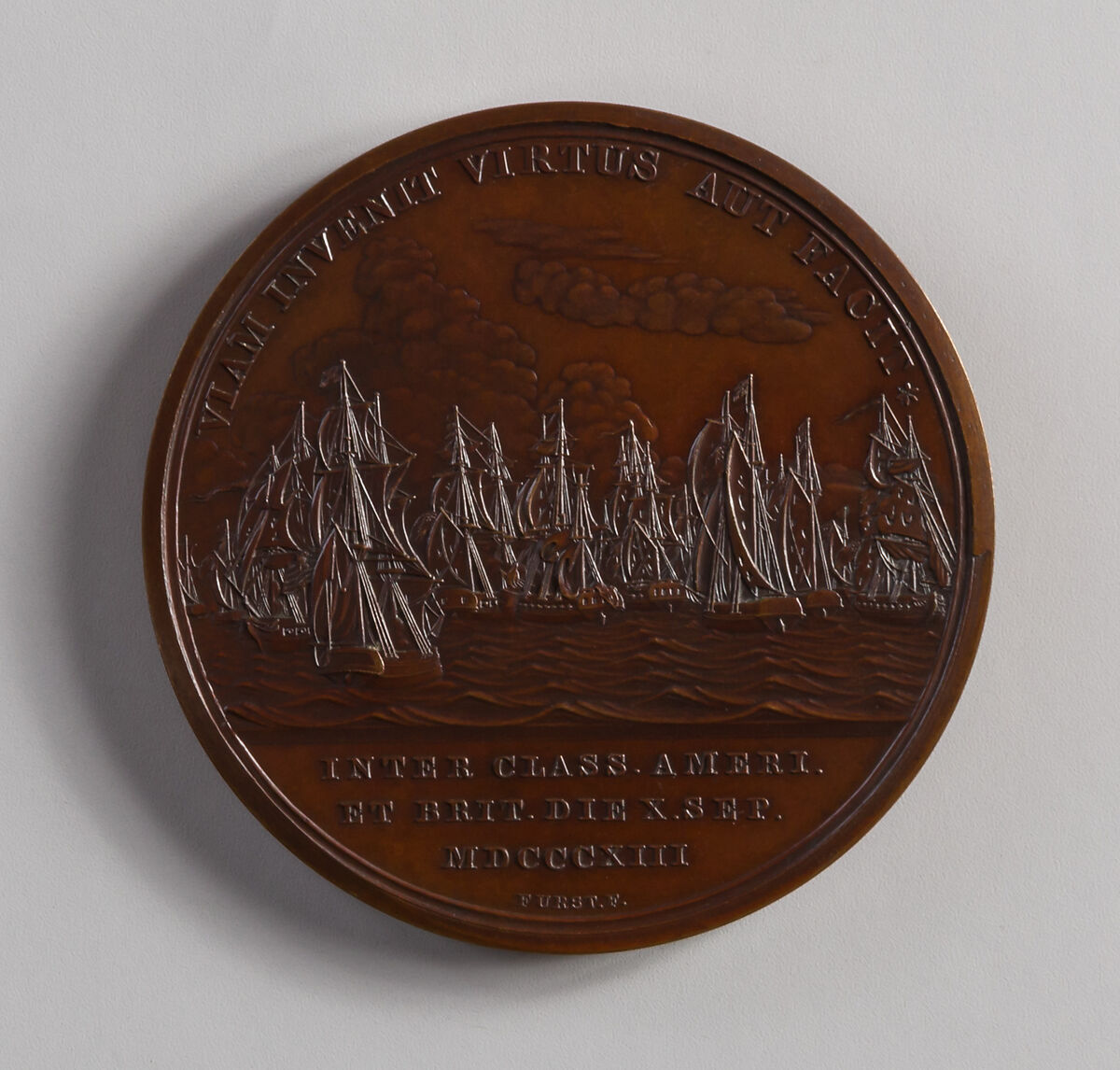 Medal of Captain O. H. Perry, Moritz Fürst (born 1782, active United States, 1807–ca. 1840), Bronze, American