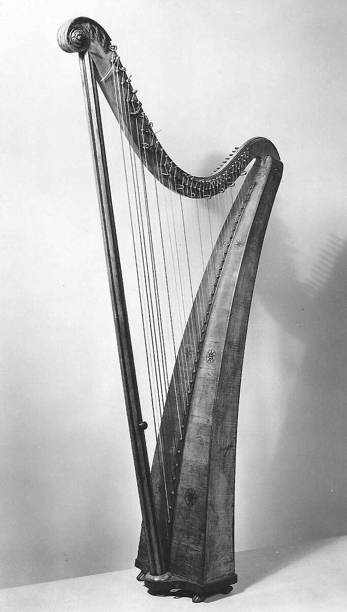 Hook Harp, Martin Eggert (died 1848), Maple, spruce, metal, German 