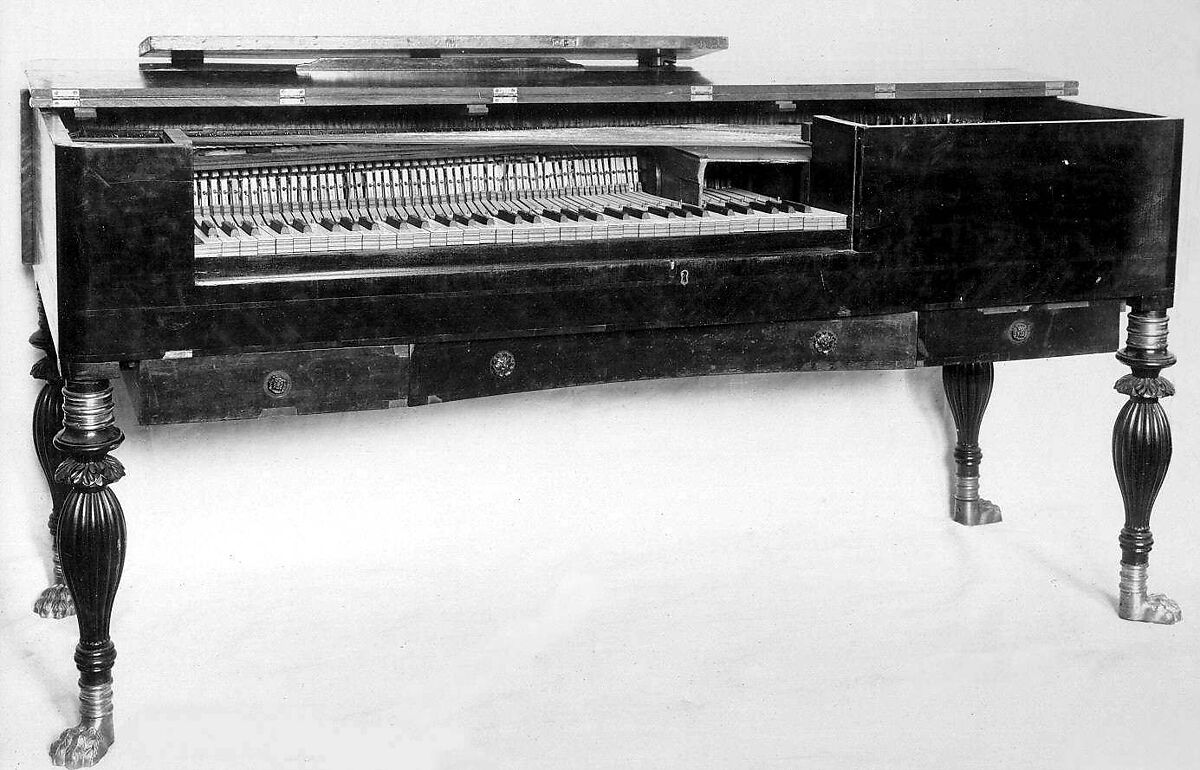 Square Piano, Thomas Evenden Loud (British, London 1792–1866 Philadelphia), Mahogany case, brass, ivory naturals, ebony accidentals, American