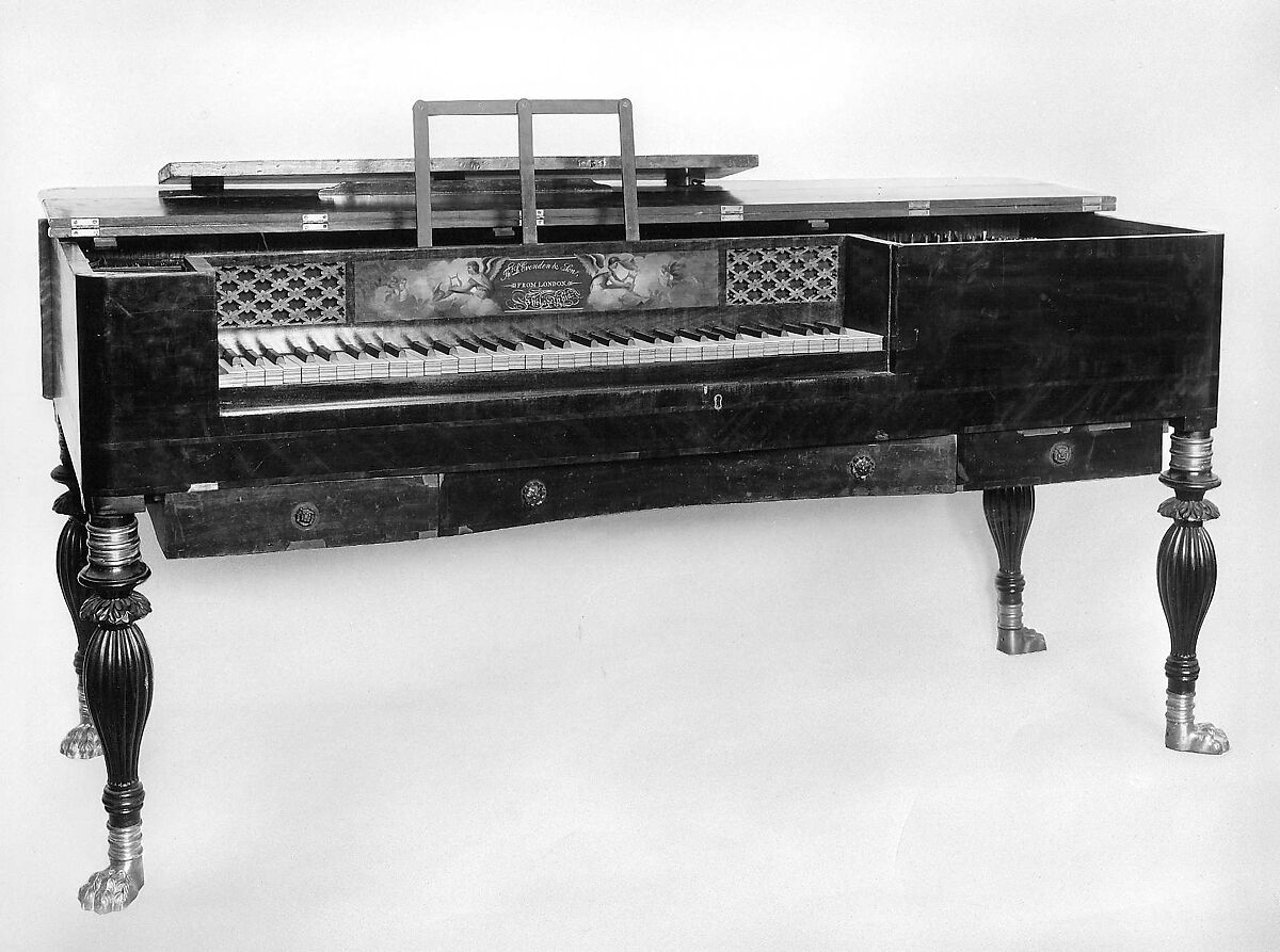 Square Piano, Thomas Loud Evenden (British, London 1792–1866 Philadelphia), Mahogany case, brass, ivory naturals, ebony accidentals, American 