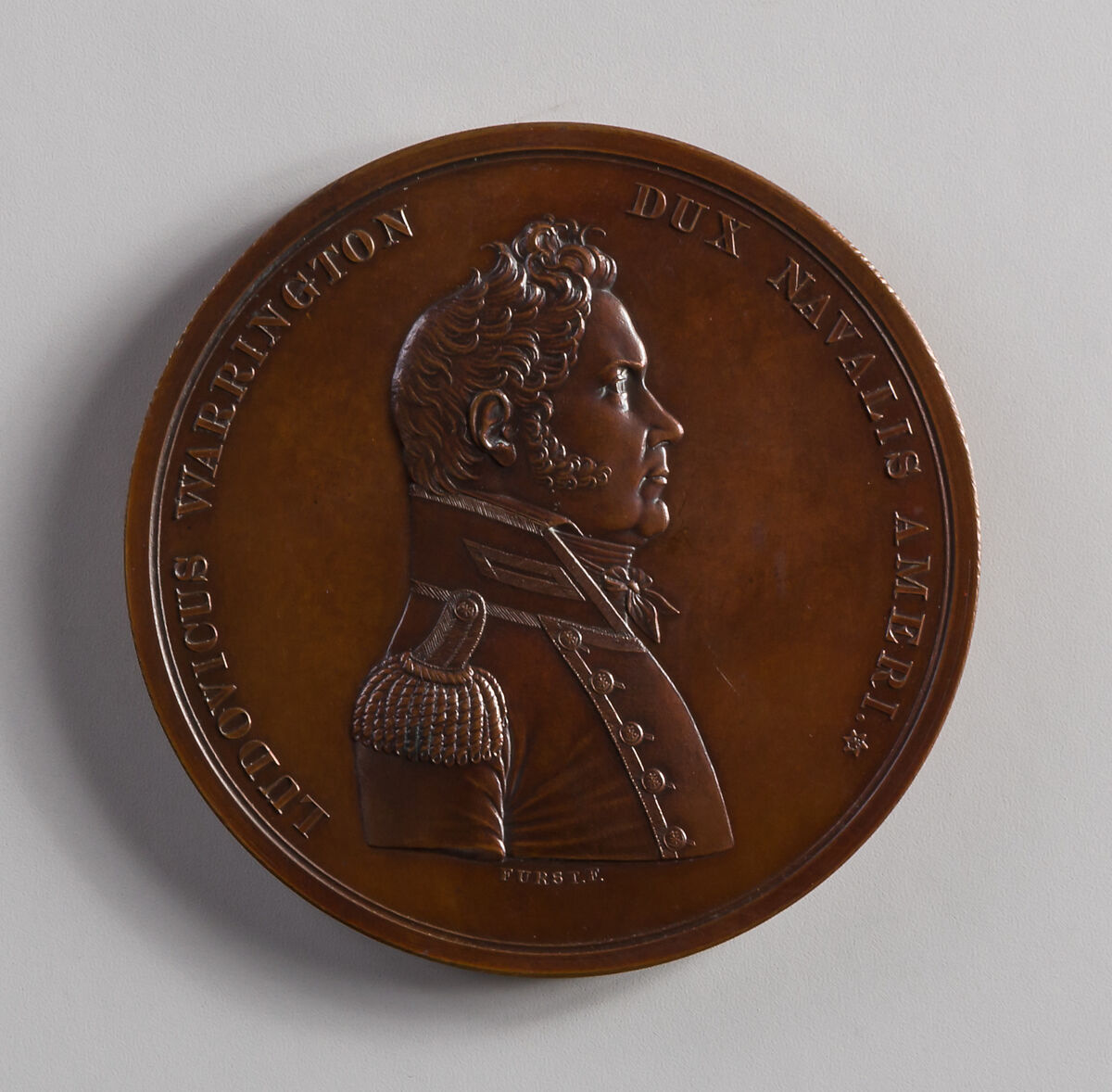 Medal of Captain Lewis Warrington, Moritz Fürst (born 1782, active United States, 1807–ca. 1840), Bronze, American 