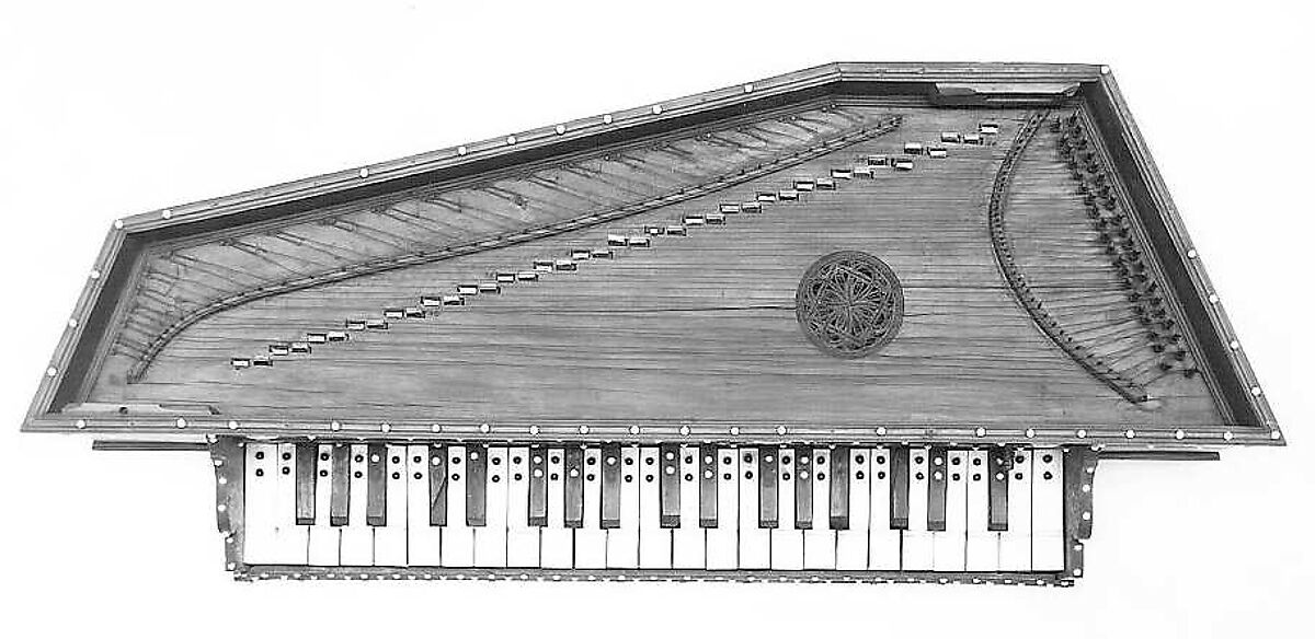 Polygonal Virginal converted to a Tangent Piano, Franciscus Bonafinis, Cypress, ebony, ivory, various materials, Italian 