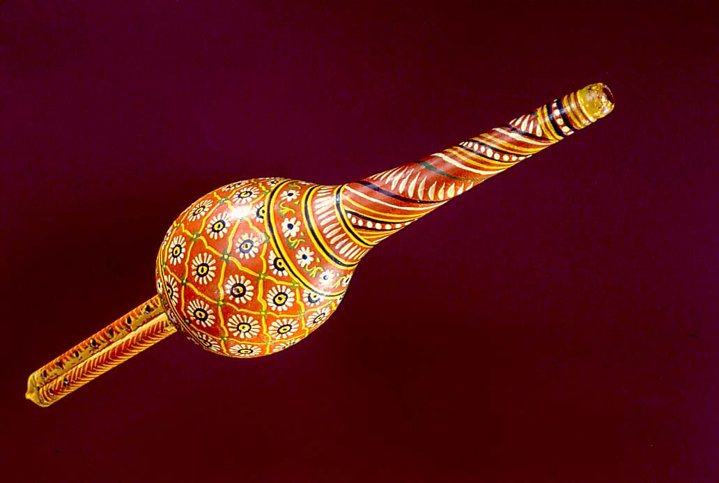 Pūngī, Gourd, reed, cane, paint, Indian 