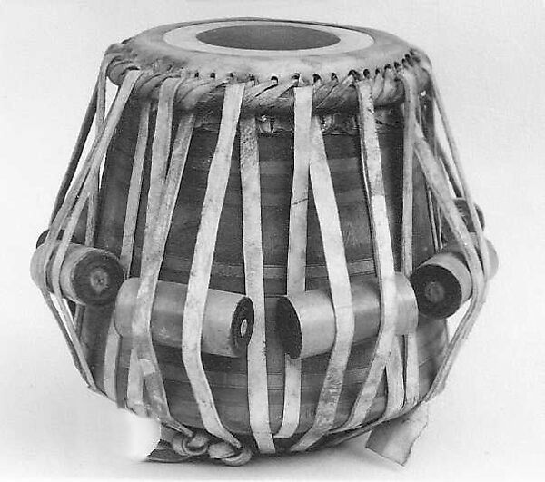 Tabla, wood, black paste, hide, Indian