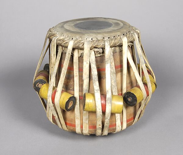 Tabla, wood, black paste, hide, Indian 