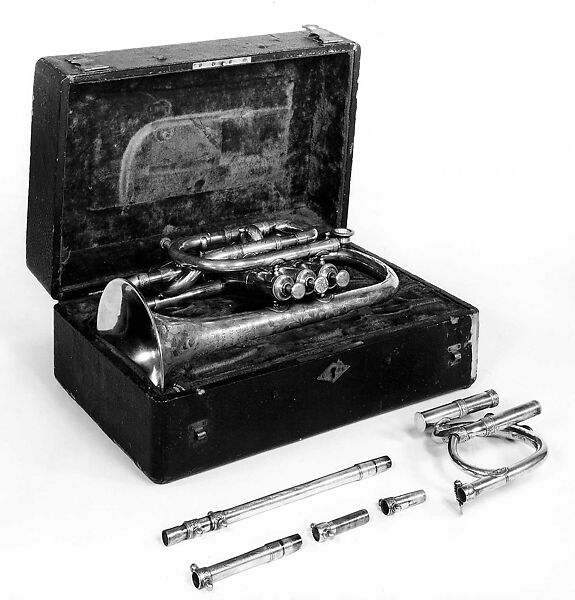 Cornet in B-flat, Silver-plated brass, Possibly European