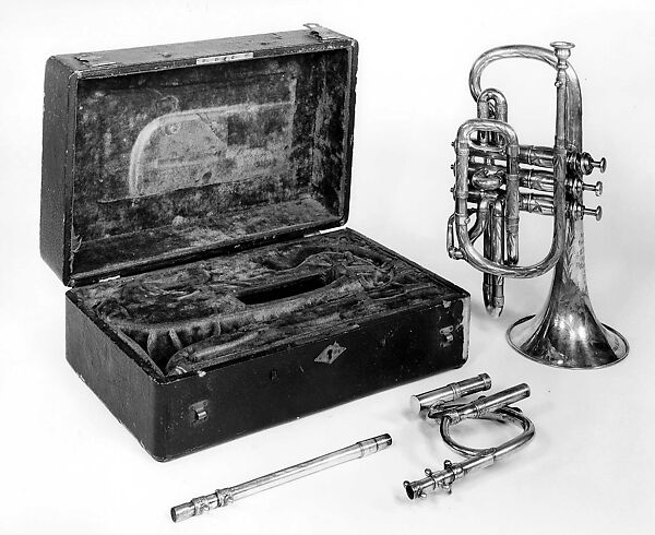Cornet in B-flat, Silver-plated brass, Possibly European