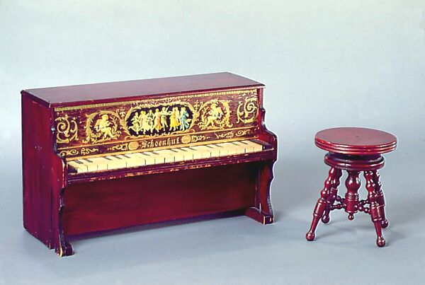 Toy upright piano, Schoenhut, Wood, metal, American 