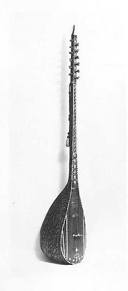 Divan sāz, Ebony, holly, pine, various woods, mother-of-pearl, bone, sheep gut, wire, Turkish or Azerbaijan