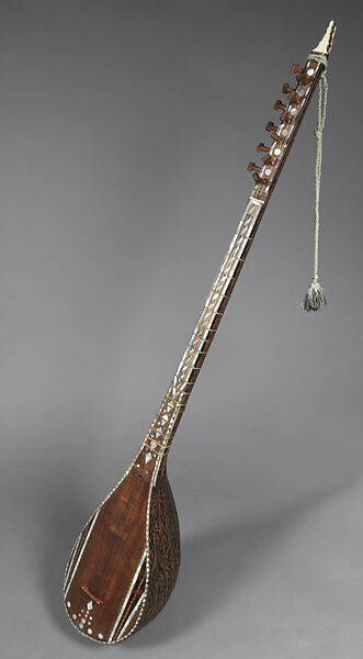 Turkish national musical instrument baglama saz, incense burner in the  Ottoman Muslim style and a traditional handmade plate Stock Photo