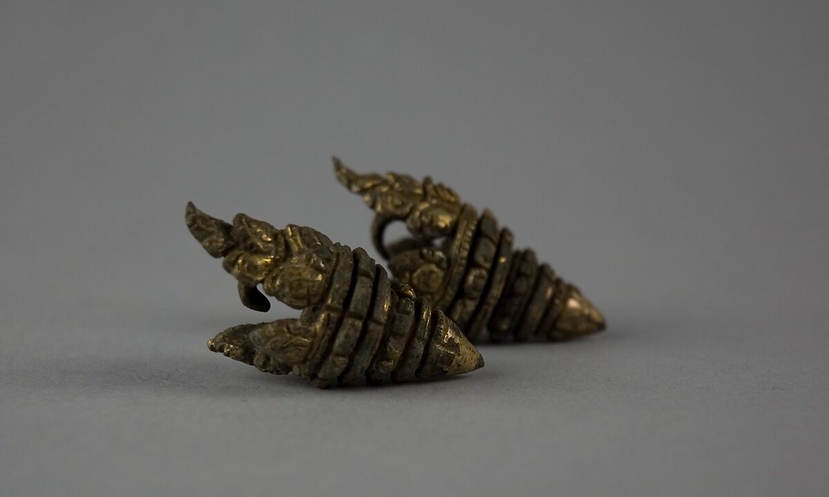 Ear Clip, Bronze with gilding, Cambodia 