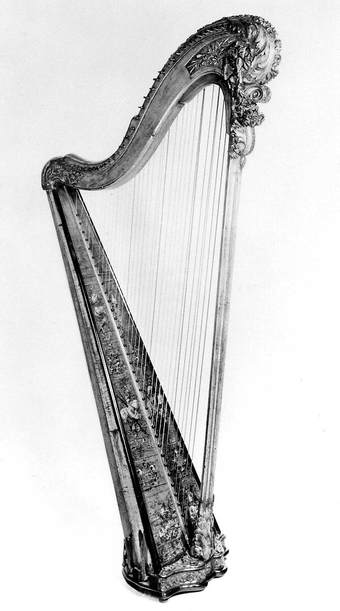 Pedal Harp, Holtzmann (French, Paris ca. 1736–ca. 1799), Wood, iron, gut strings, paint, French 