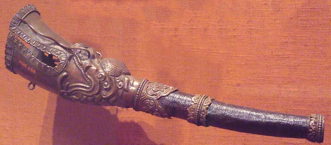 Rkangling, Copper, bone, thread, resin, Tibetan