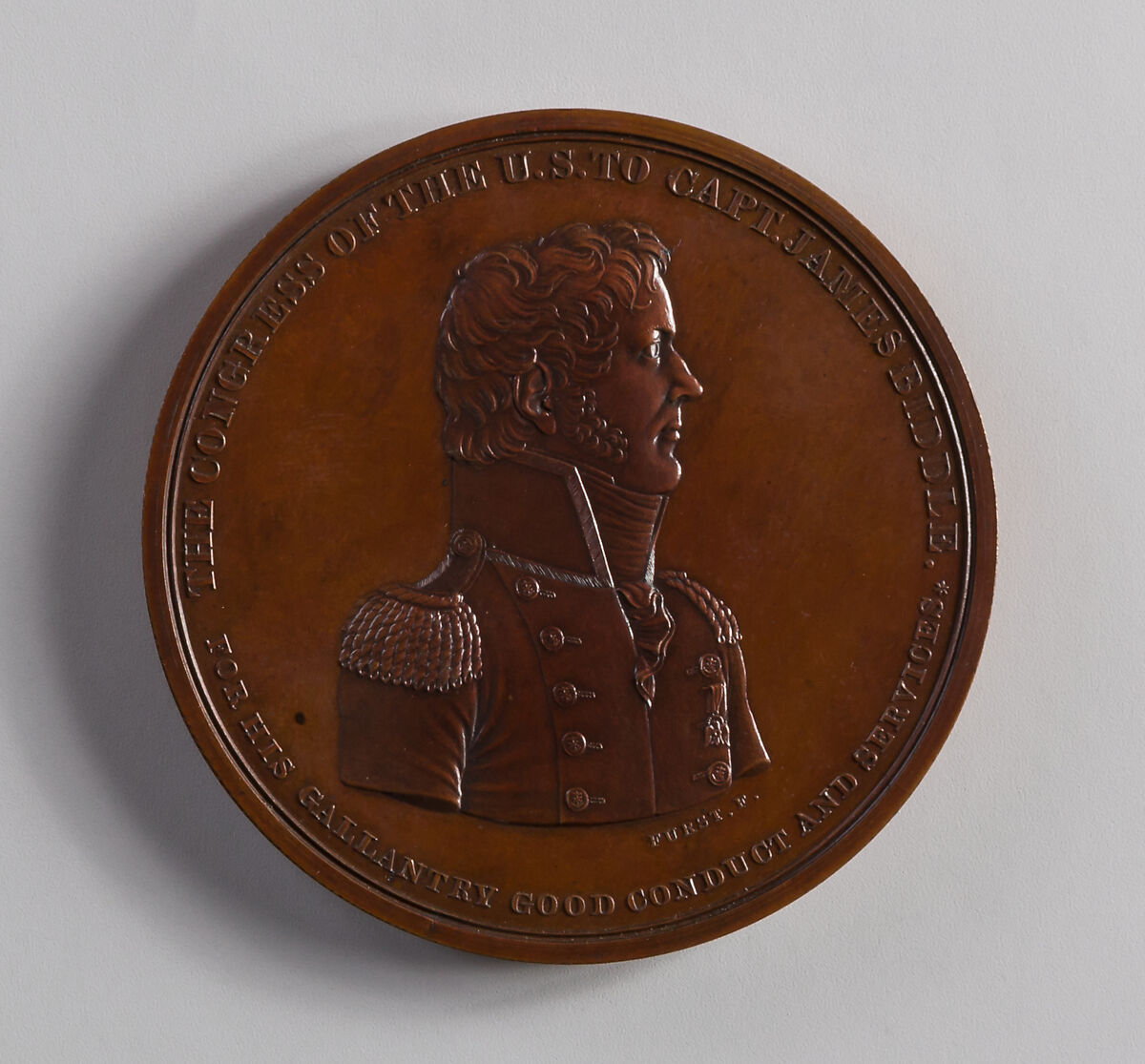 Medal of Captain James Biddle, Moritz Fürst (born 1782, active United States, 1807–ca. 1840), Bronze, American 