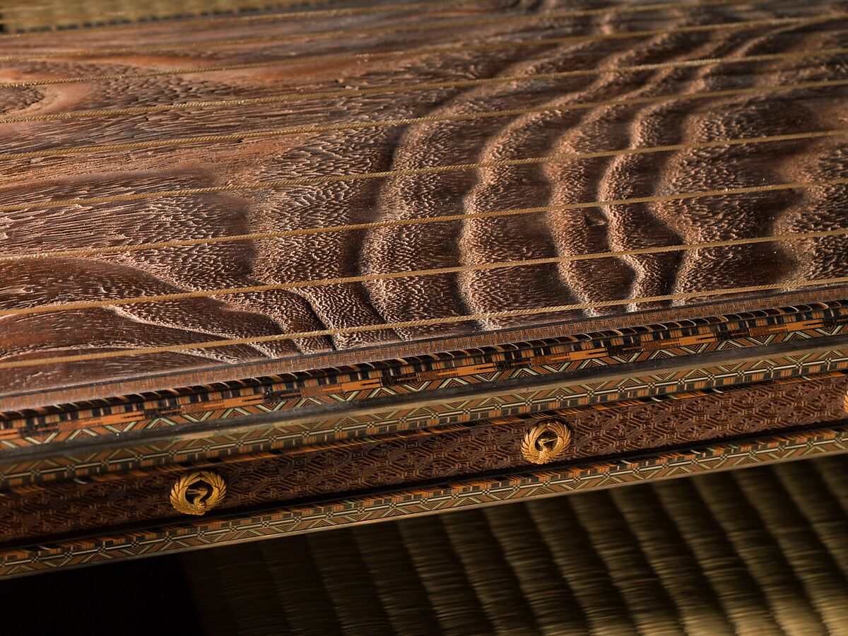 Koto (箏), Metalwork by Goto Teijo, 9th generation Goto master, Japan (1603–1673), Various woods, ivory and tortoiseshell inlays, gold and silver inlays, metalwork, cloth, laquer, paper,, Japanese