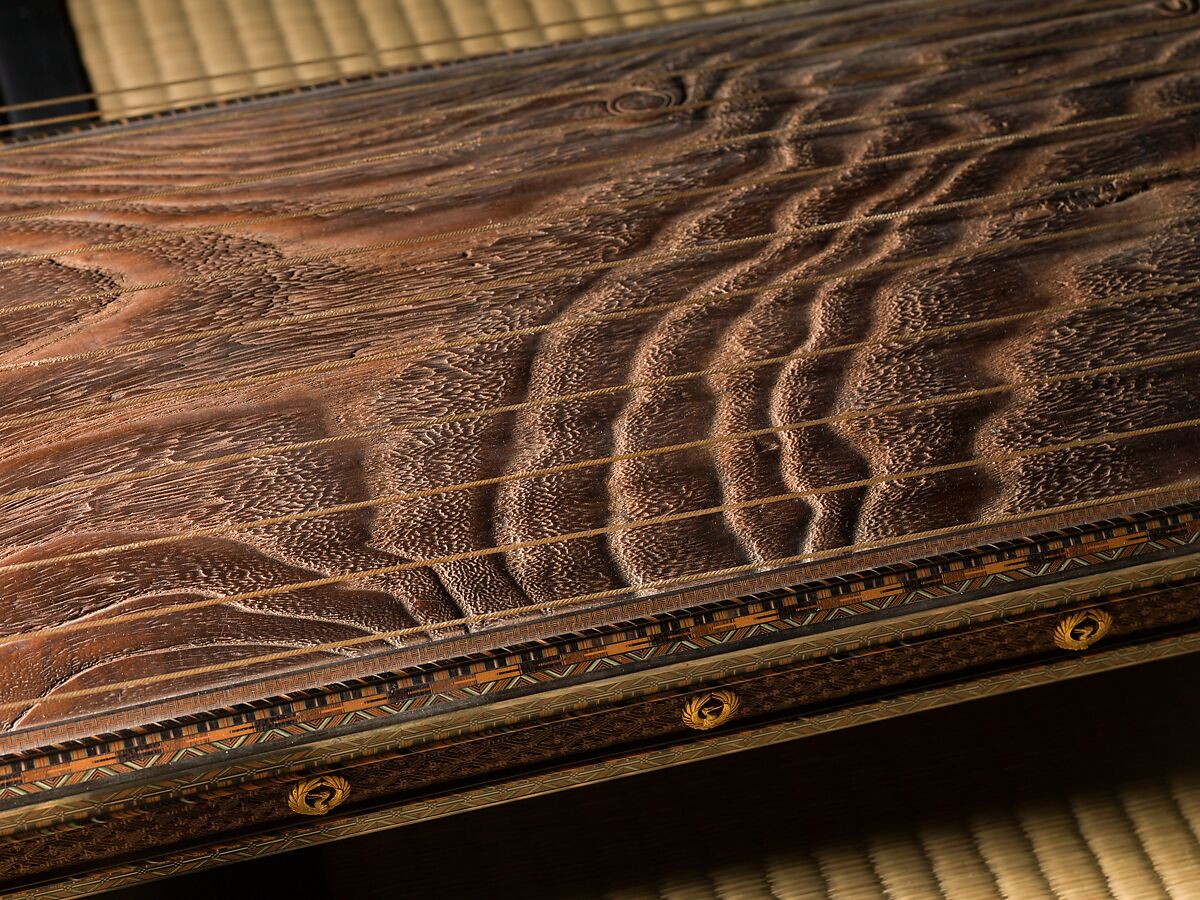 Koto (箏), Metalwork by Goto Teijo, 9th generation Goto master, Japan (1603–1673), Various woods, ivory and tortoiseshell inlays, gold and silver inlays, metalwork, cloth, laquer, paper,, Japanese