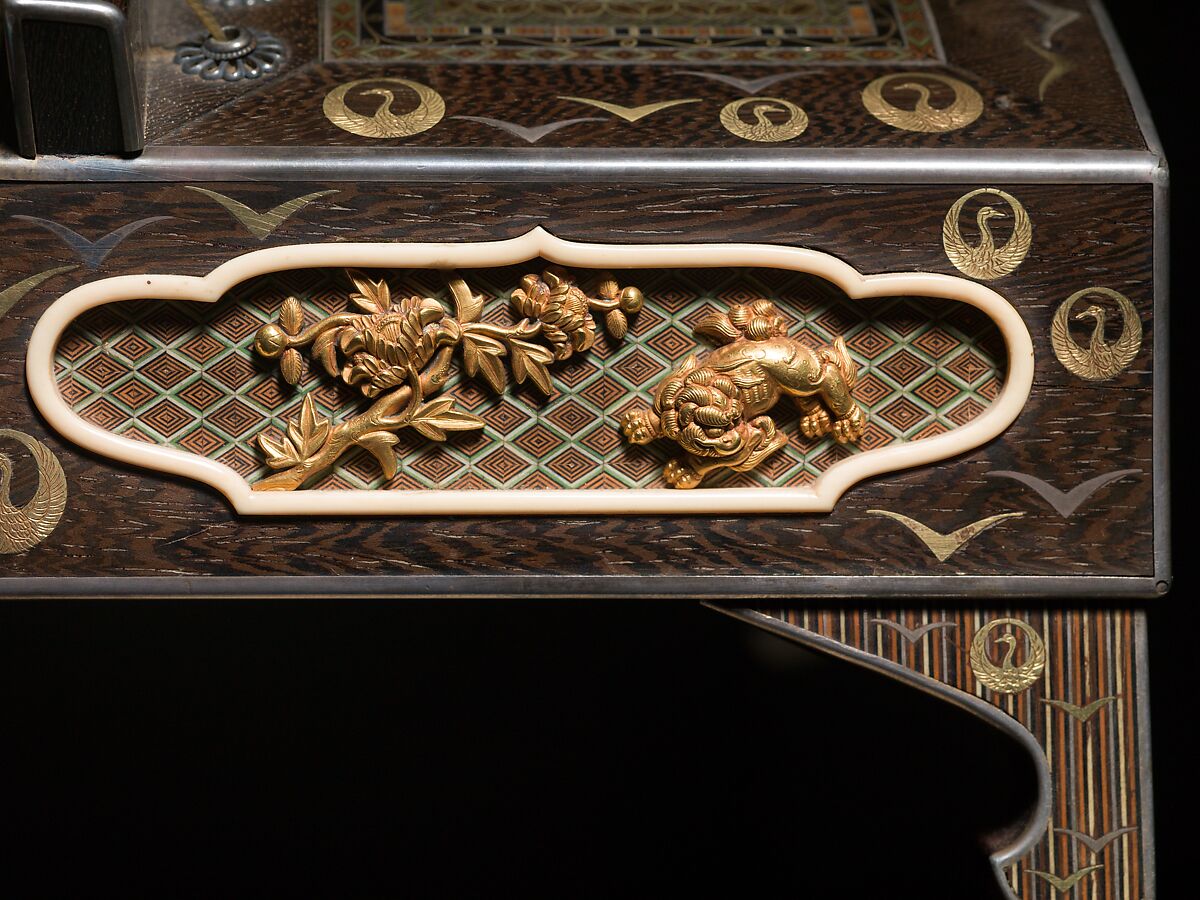Koto (箏), Metalwork by Goto Teijo, 9th generation Goto master, Japan (1603–1673), Various woods, ivory and tortoiseshell inlays, gold and silver inlays, metalwork, cloth, laquer, paper,, Japanese