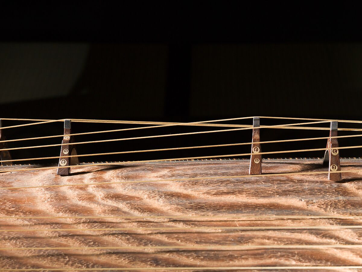Koto (箏), Metalwork by Goto Teijo, 9th generation Goto master, Japan (1603–1673), Various woods, ivory and tortoiseshell inlays, gold and silver inlays, metalwork, cloth, laquer, paper,, Japanese