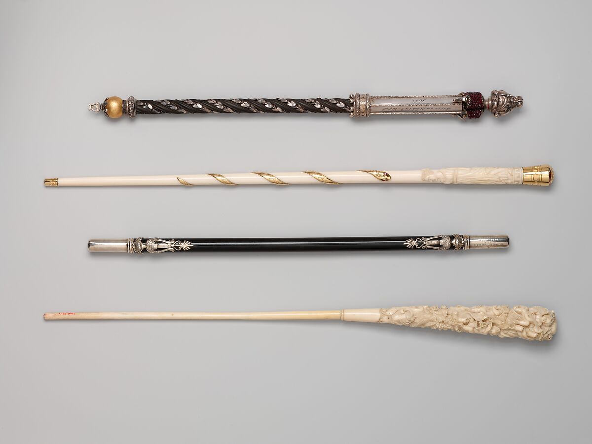 Baton, Carved ivory, probably French