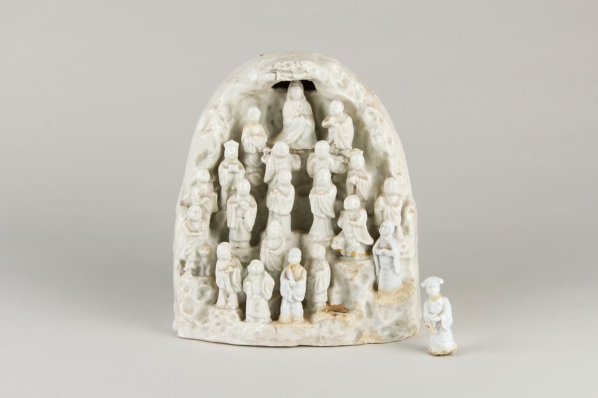 Grotto with Guanyin and Twenty Disciples, Porcelain (Blanc-de-chine ware), China