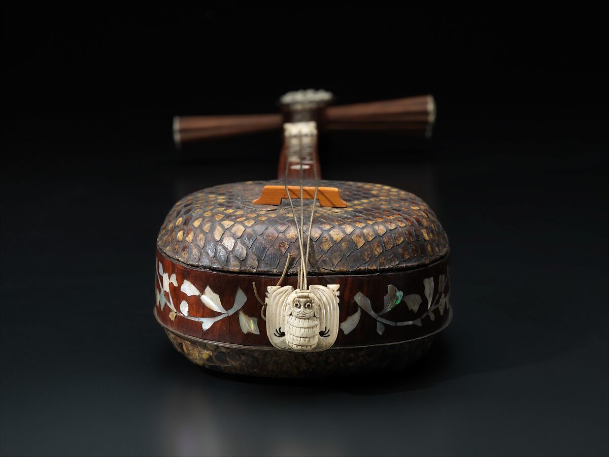 Sanxian (三弦 ), rosewood, mother-of-pearl, snake skin, ivory, Chinese